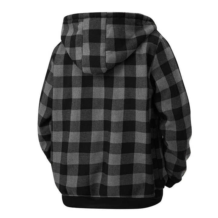 Veste Doublée à Carreaux et Capuche