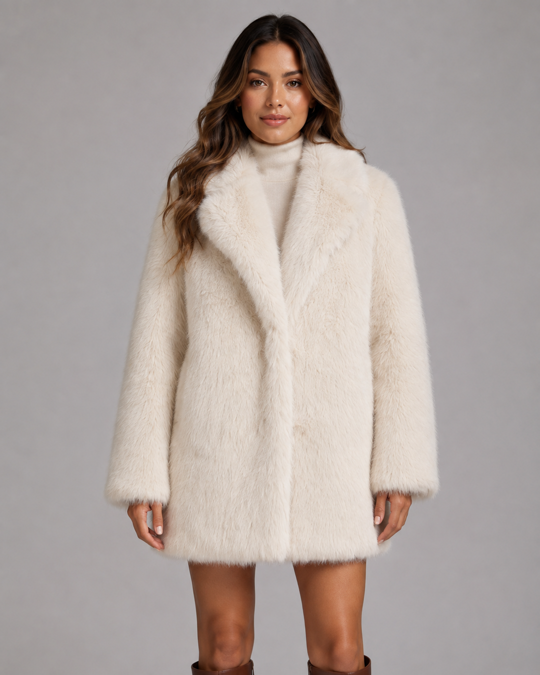 Veste Douillette à Col Châle – Beige
