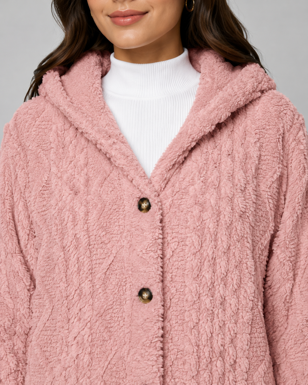 Veste Douillette à Motif Torsadé