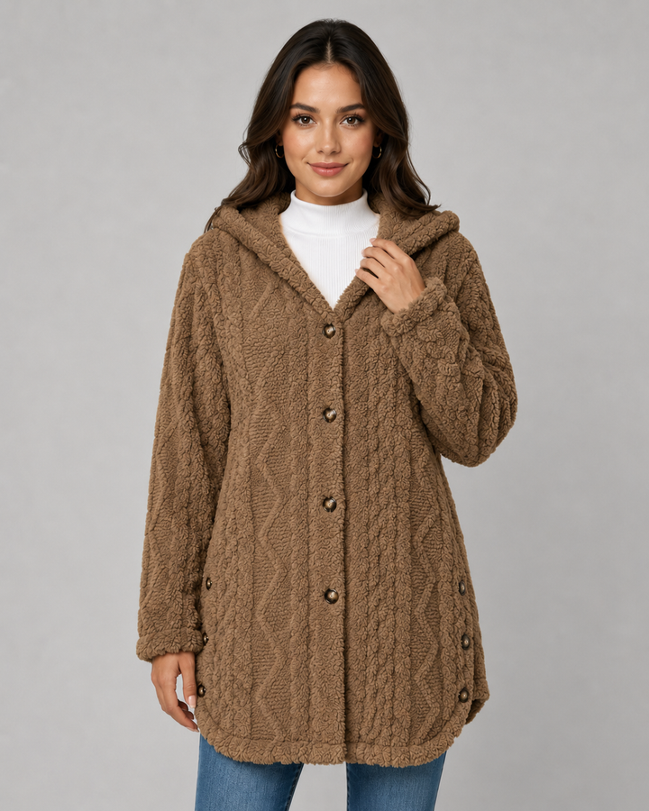 Veste Douillette à Motif Torsadé – Marron