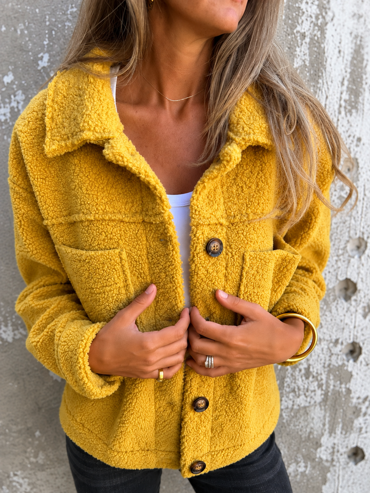 Veste douillette style surchemise – Jaune