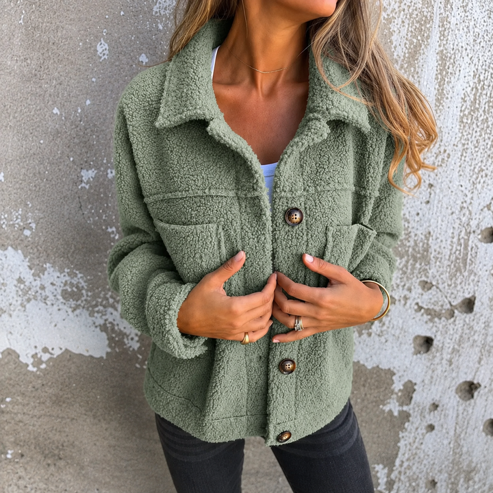 Veste douillette style surchemise – Vert