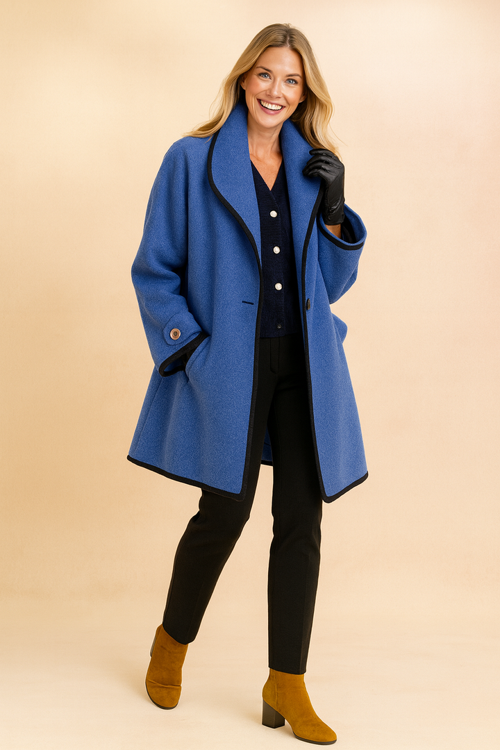 Veste Élégante à Bordures Contrastées – Bleu