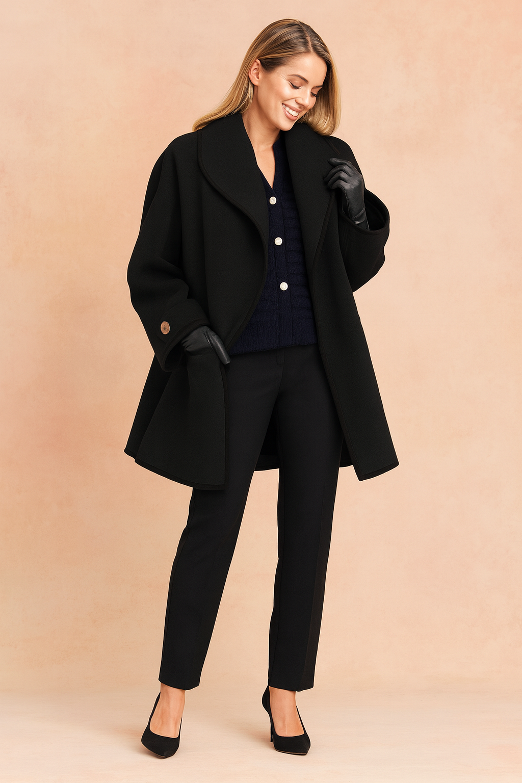 Veste Élégante à Bordures Contrastées – Noir