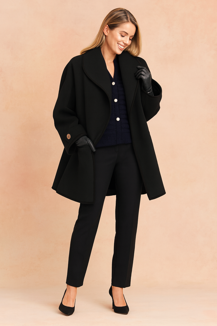 Veste Élégante à Bordures Contrastées – Noir