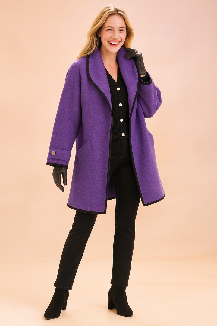 Veste Élégante à Bordures Contrastées – Violet