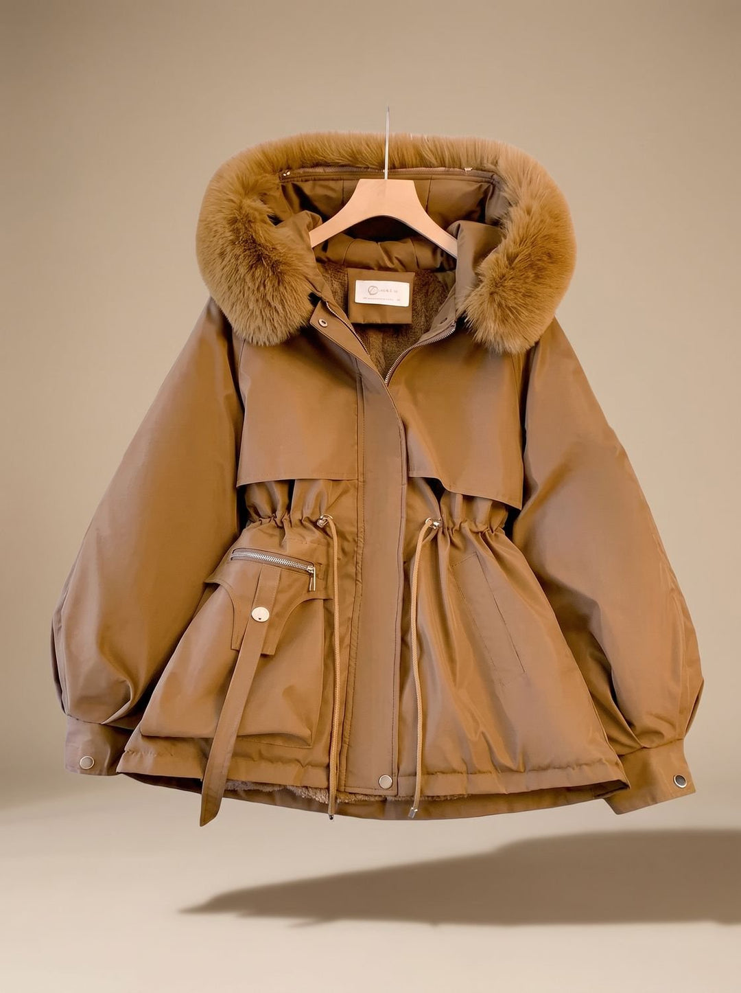 Veste Élégante à Taille Ajustable – Marron