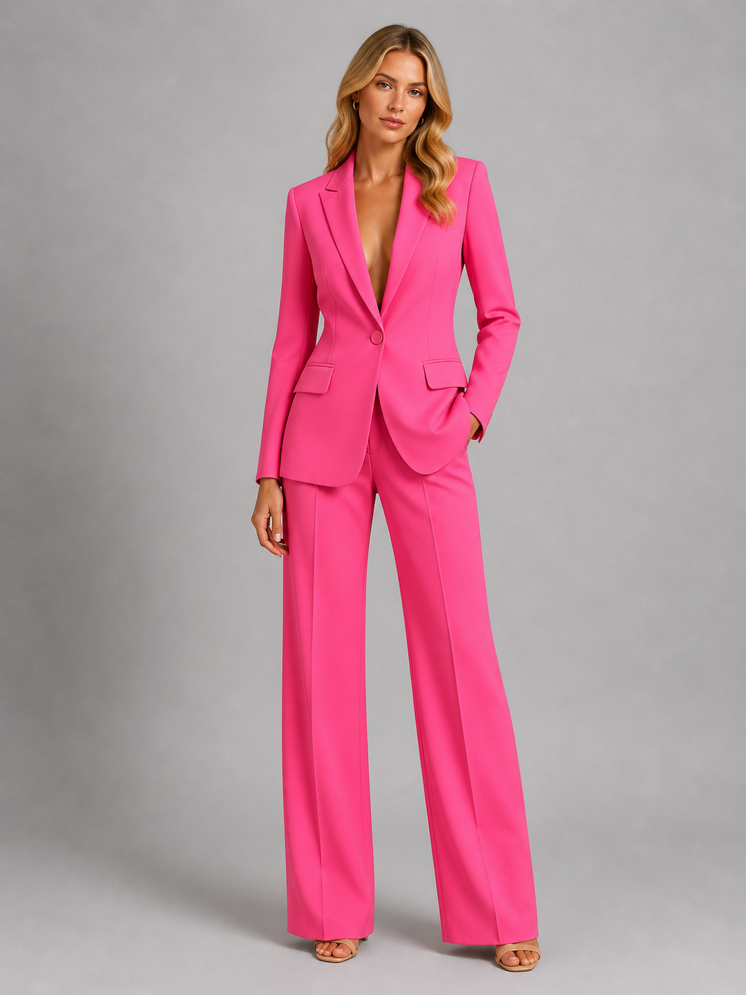Veste et Pantalon Tailleur – Rose