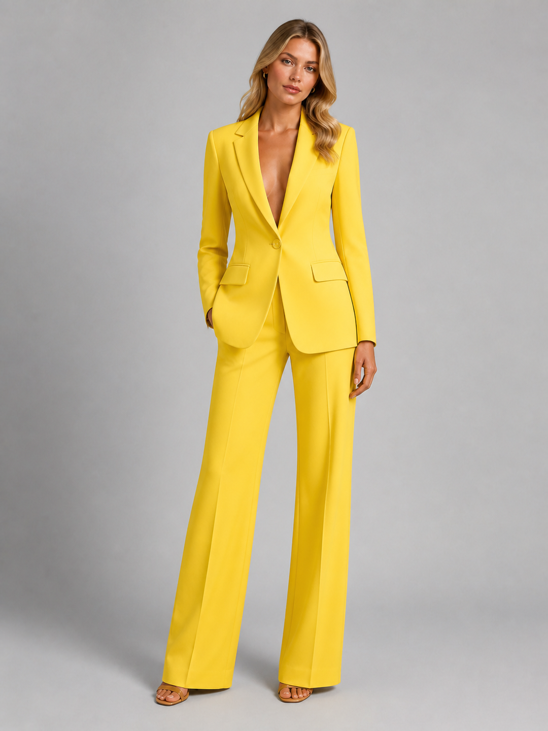 Veste et Pantalon Tailleur – Jaune