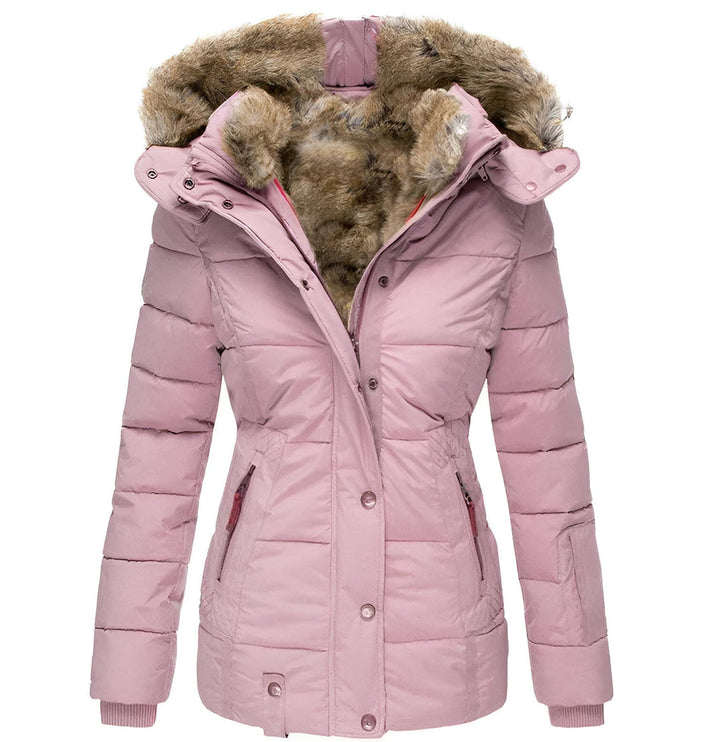 Veste Hivernale Cintrée à Capuche – Rose
