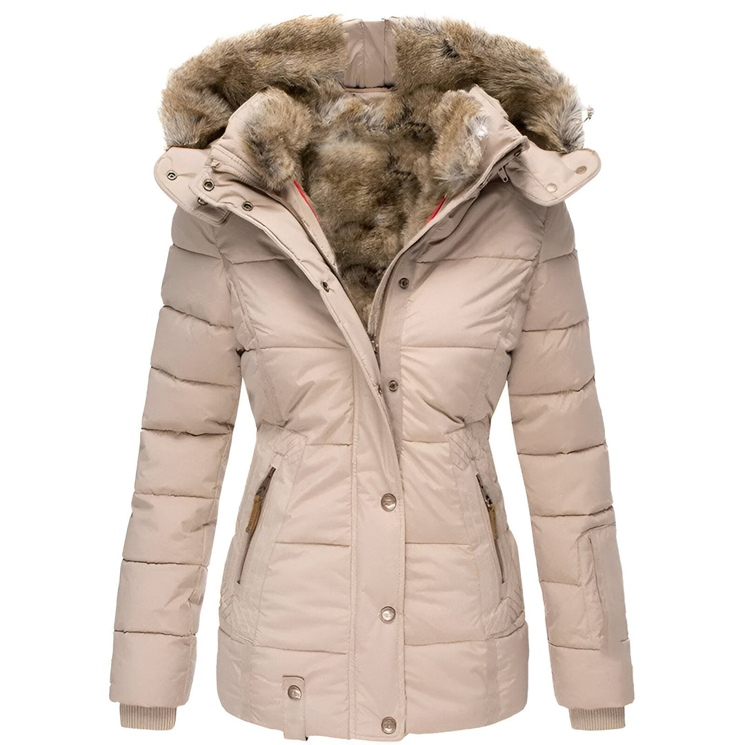 Veste Hivernale Cintrée à Capuche – Beige