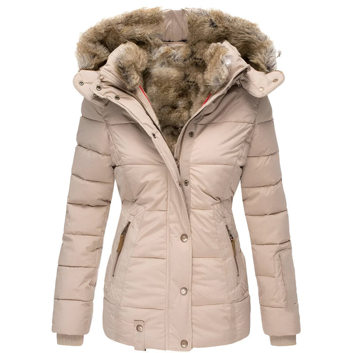 Veste Hivernale Cintrée à Capuche – Beige