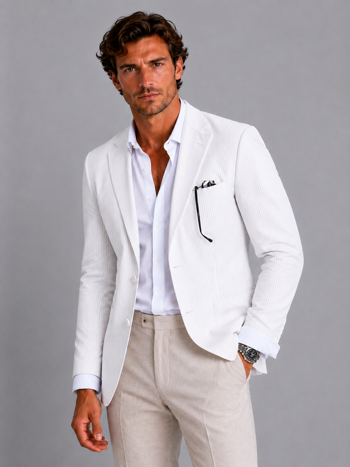 Veste Homme à Rayures Fines – Blanc