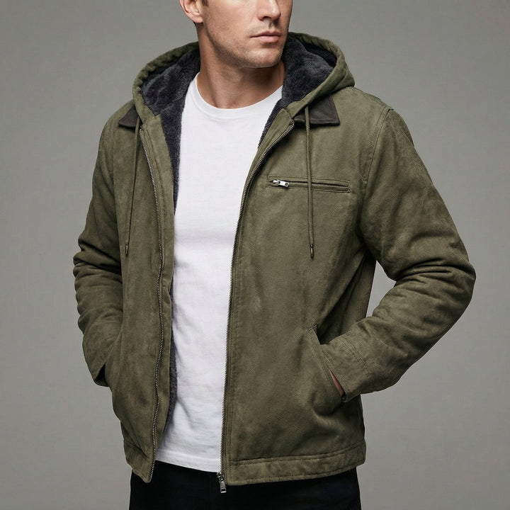 Veste Homme Chaude à Capuche – Vert Militaire