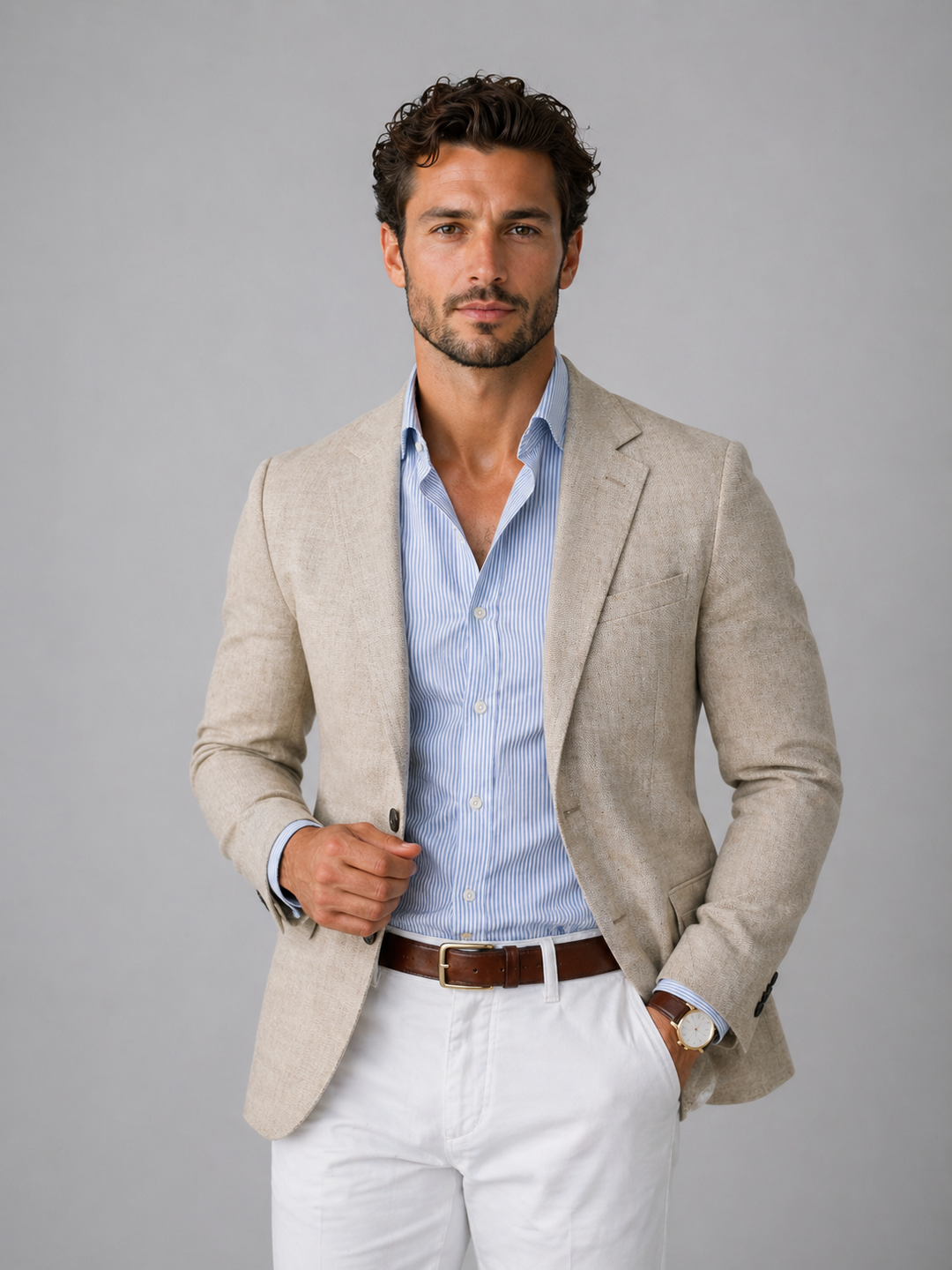 Veste Homme Coupe Ajustée – Beige