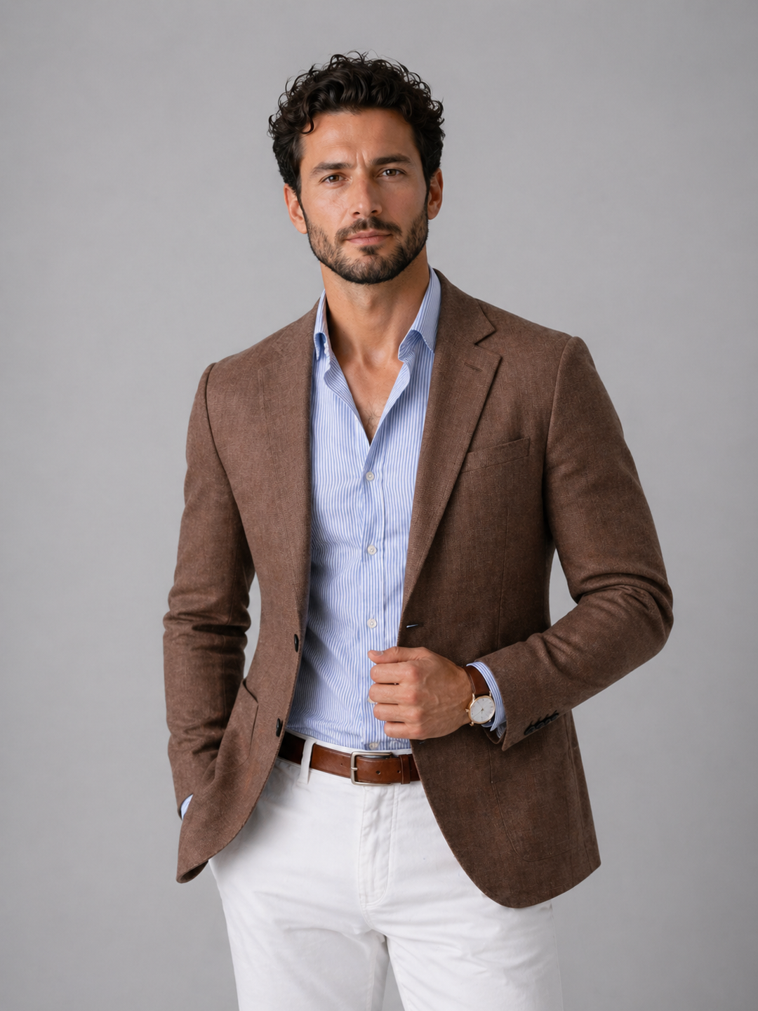 Veste Homme Coupe Ajustée – Marron