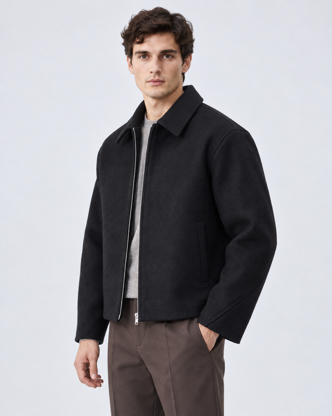 Veste Homme Zippée Coupe Droite
