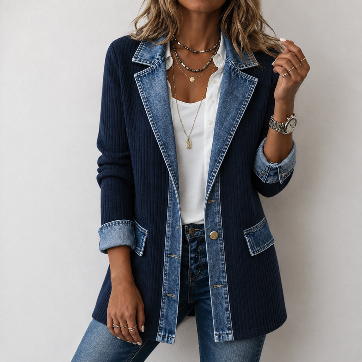 Veste hybride à détails contrastants – Bleu Marine