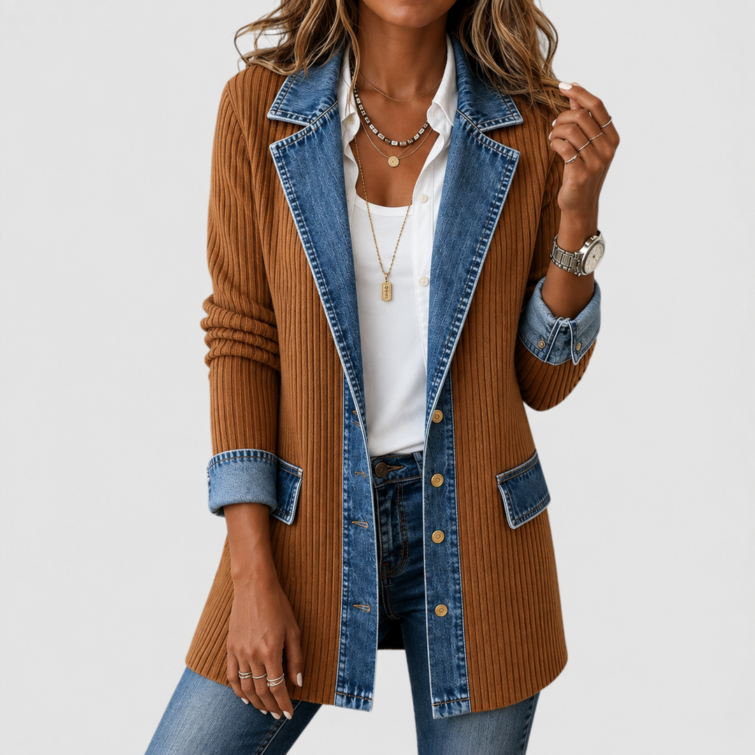 Veste hybride à détails contrastants – Kaki