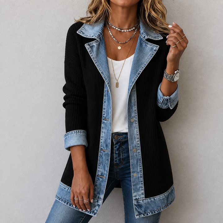 Veste hybride à détails contrastants – Noir