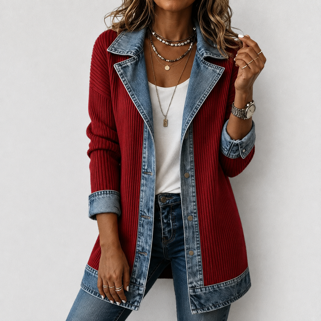 Veste hybride à détails contrastants – Rouge