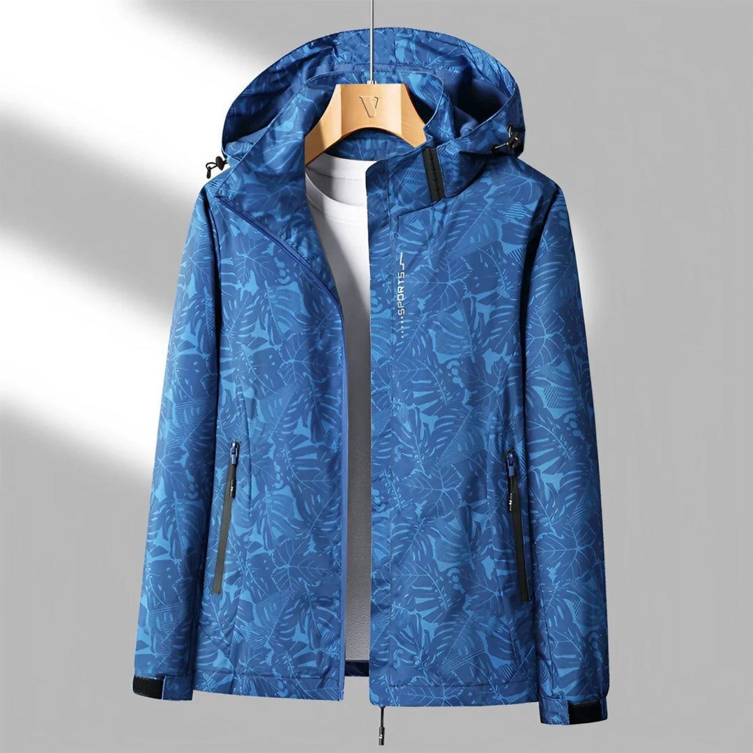 Veste Légère à Motif Végétal – Bleu Foncé