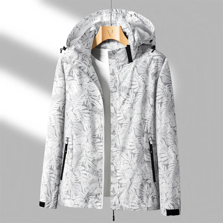 Veste Légère à Motif Végétal – Blanc