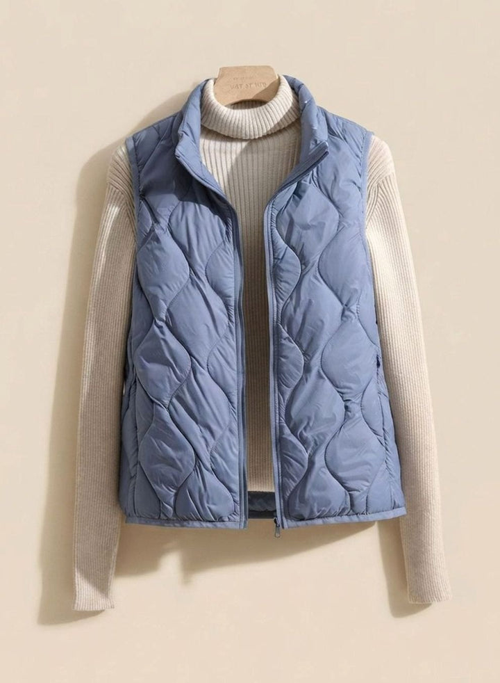 Veste Légère Col Montant – Bleu Clair