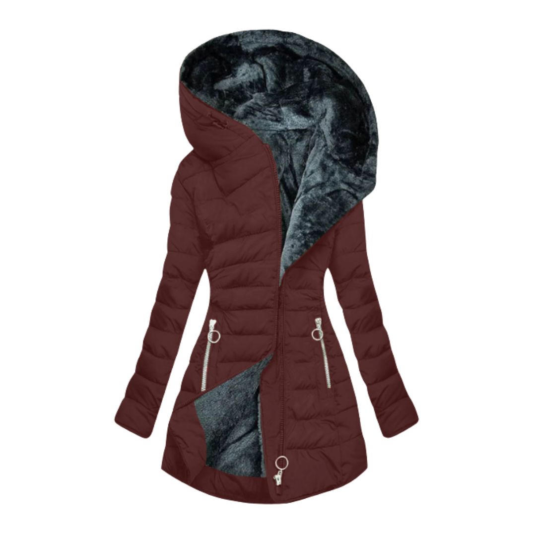Veste Longue Hivernale Doublée – Rouge