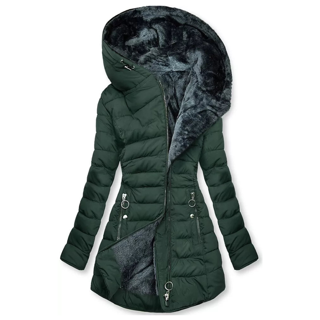 Veste Longue Hivernale Doublée – Vert Foncé