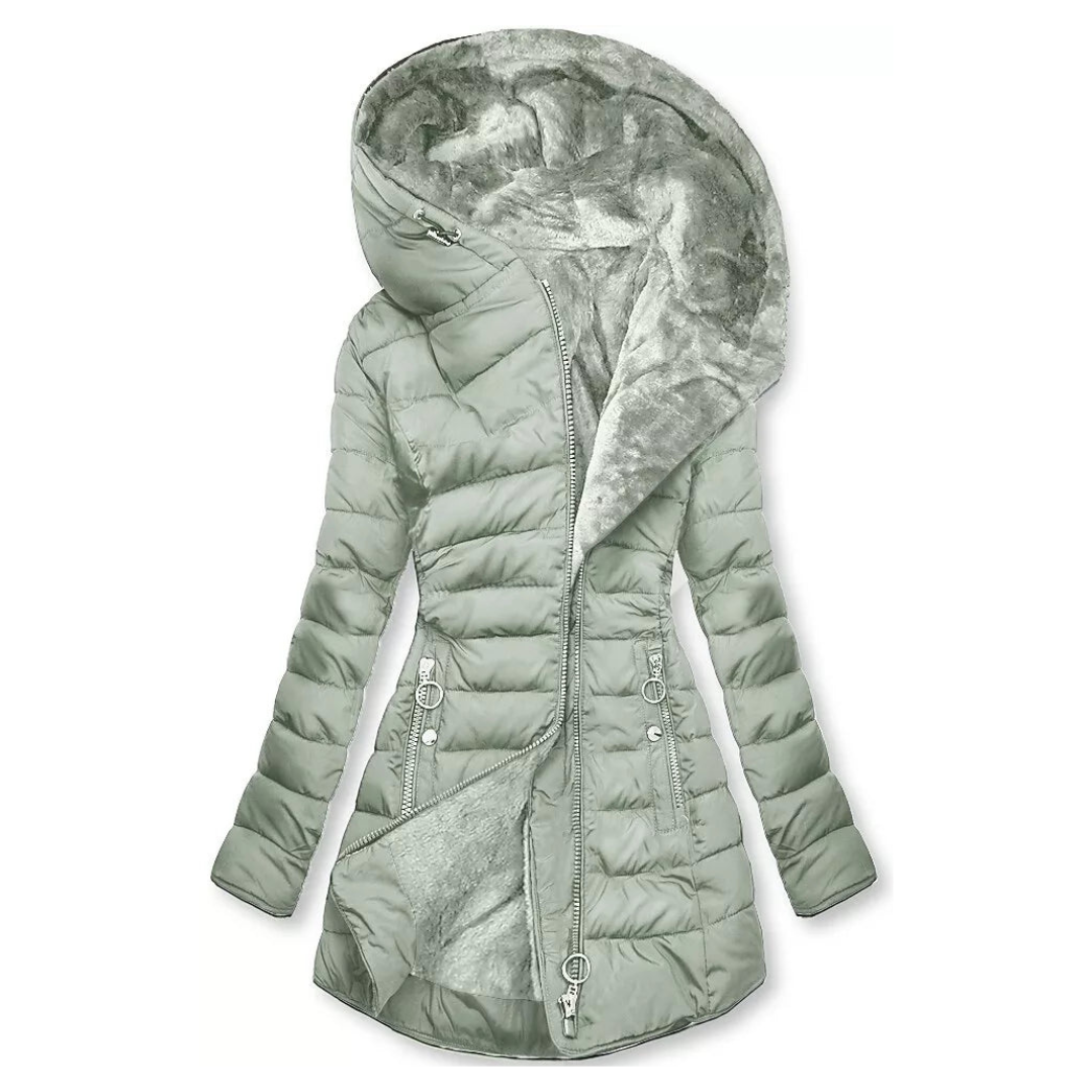 Veste Longue Hivernale Doublée – Vert Clair