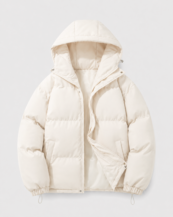 Veste Matelassée à Capuche – Crème