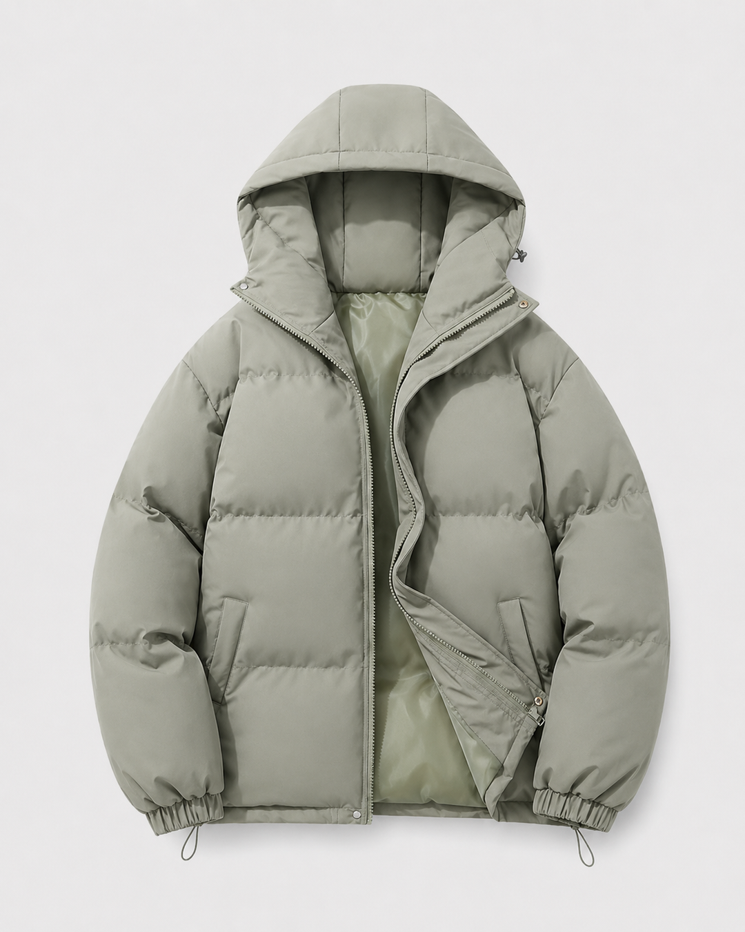 Veste Matelassée à Capuche – Vert Sauge