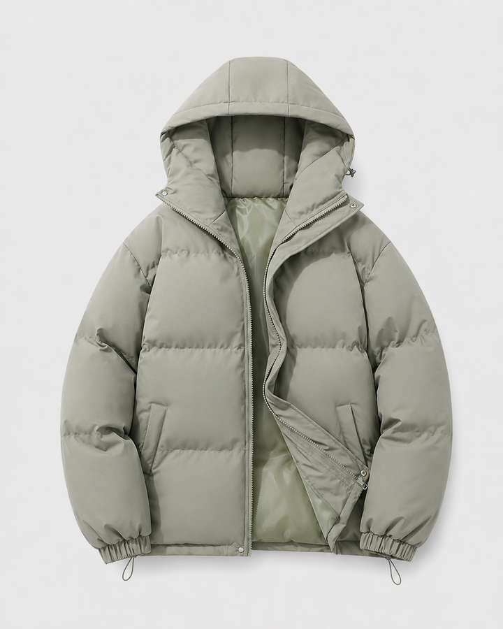 Veste Matelassée à Capuche – Vert Sauge