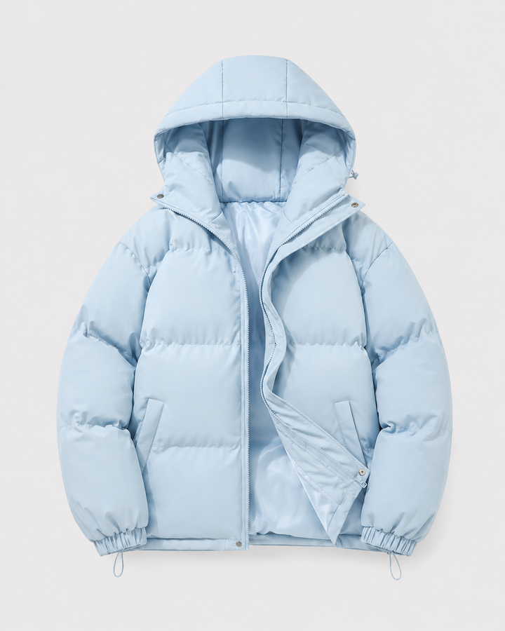 Veste Matelassée à Capuche – Bleu Clair
