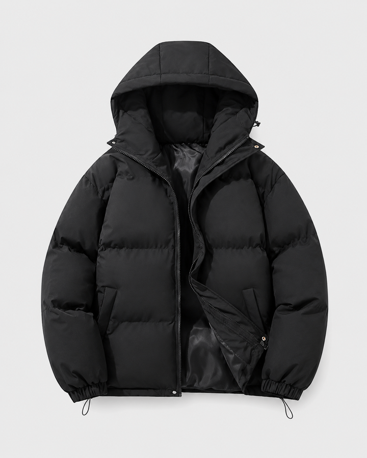 Veste Matelassée à Capuche – Noir