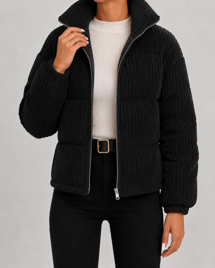 Veste Matelassée à Col Cheminée – Noir