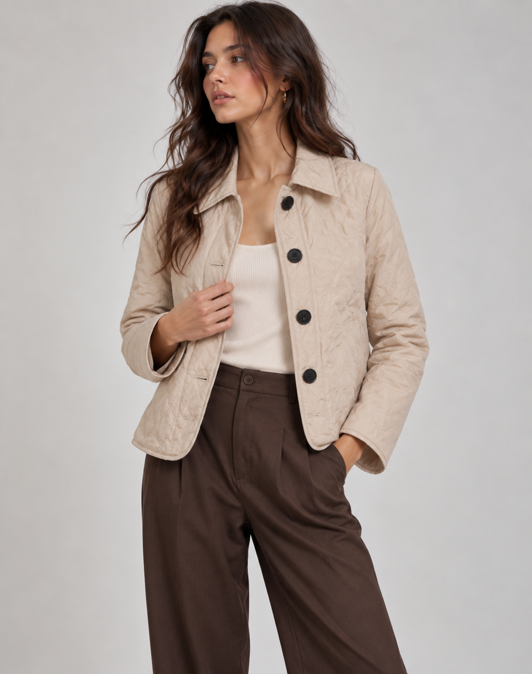 Veste Matelassée à Col Chemise