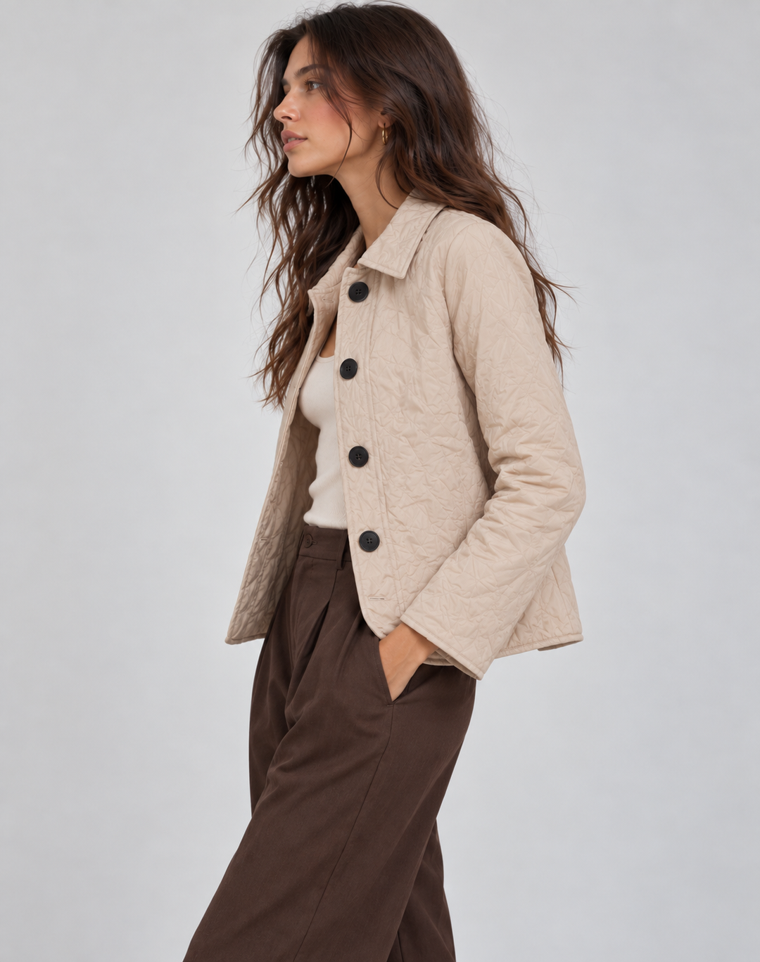 Veste Matelassée à Col Chemise