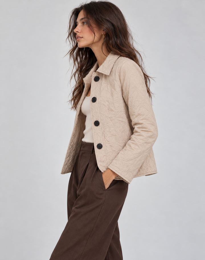 Veste Matelassée à Col Chemise