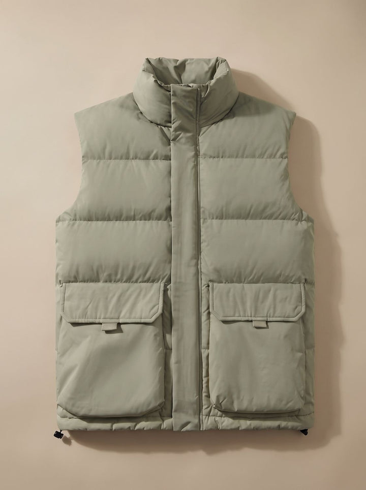 Veste Matelassée à Col Montant – Vert Clair