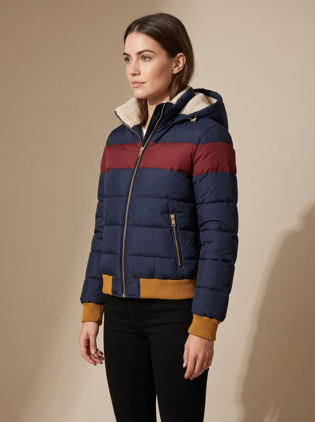 Veste Matelassée à Rayures Rétro