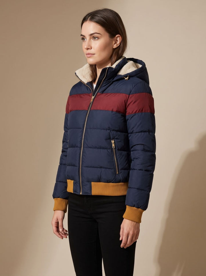 Veste Matelassée à Rayures Rétro