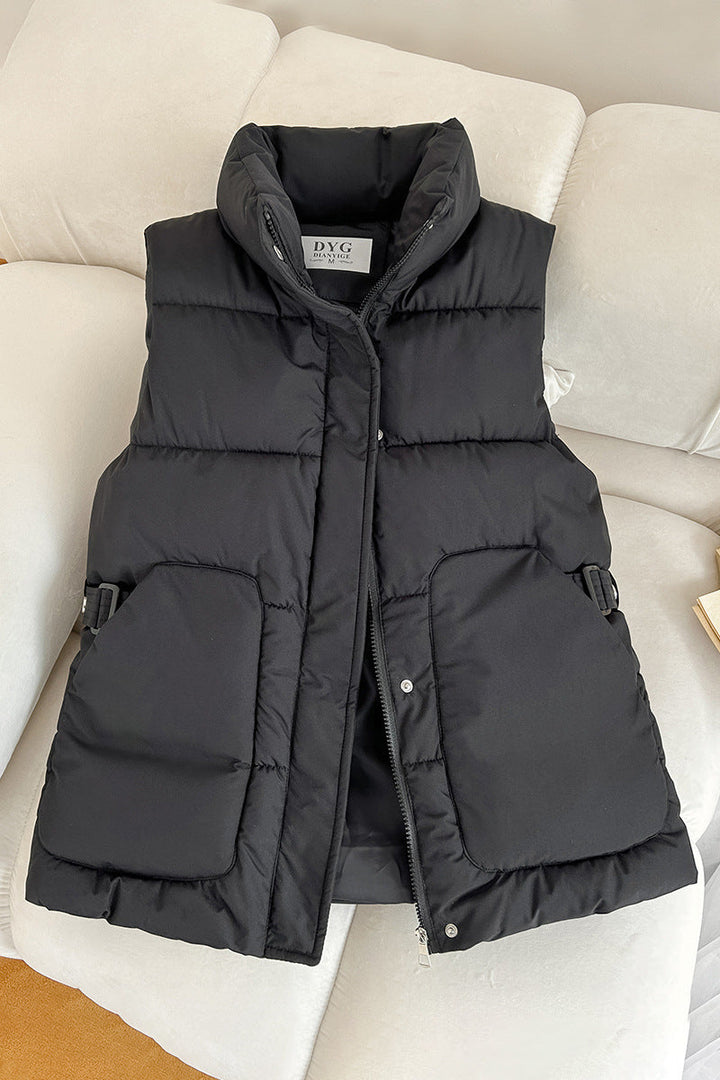 Veste Matelassée Ceinturée – Noir