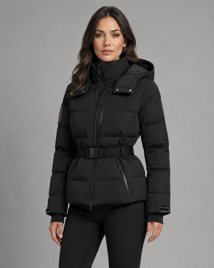 Veste Matelassée Ceinturée Noire