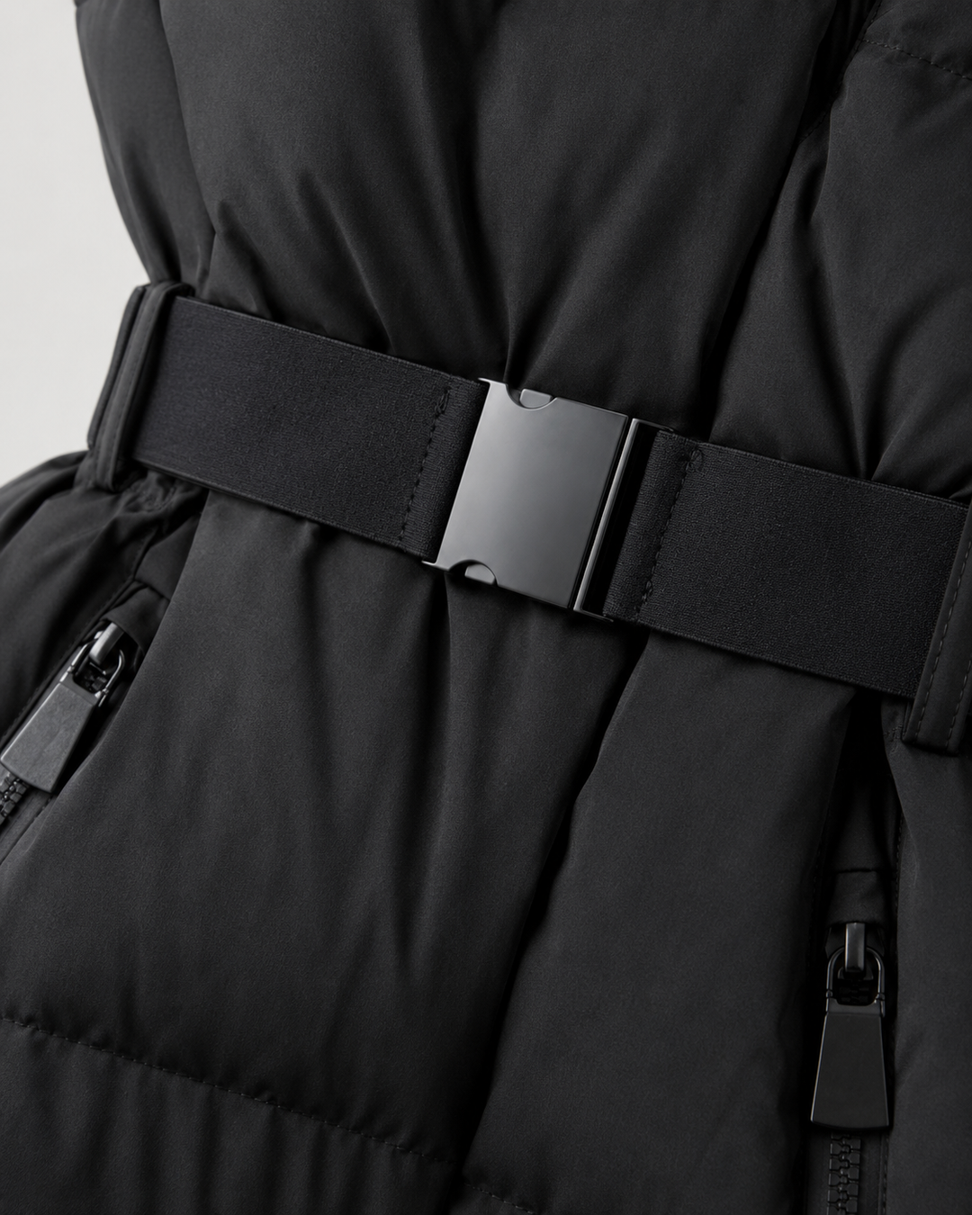 Veste Matelassée Ceinturée Noire