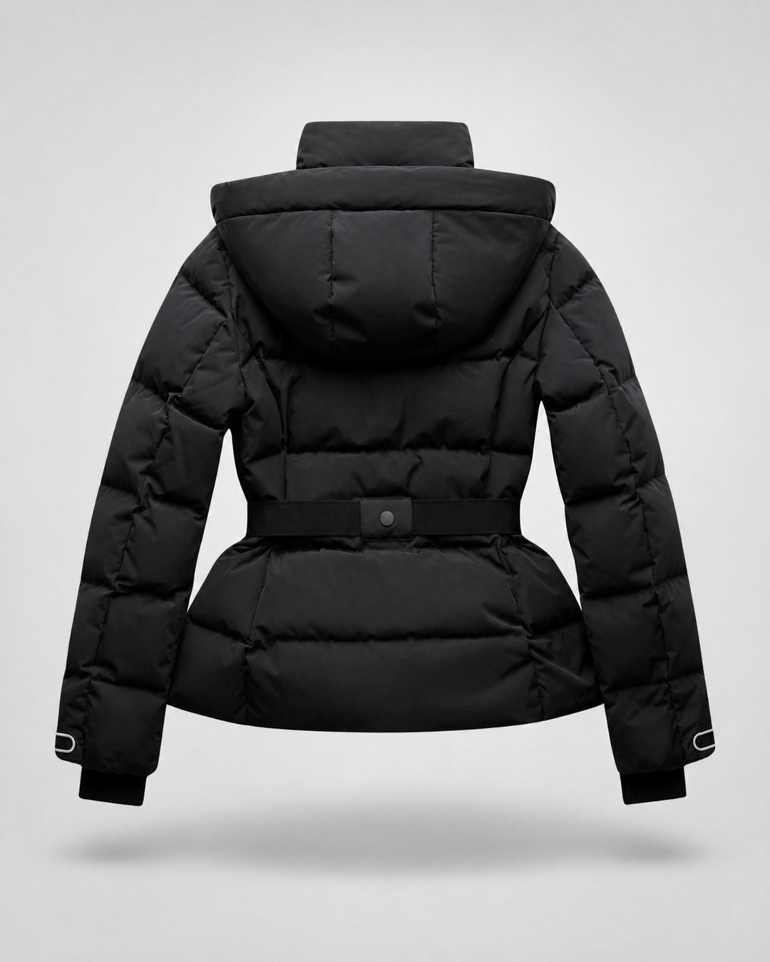 Veste Matelassée Ceinturée Noire