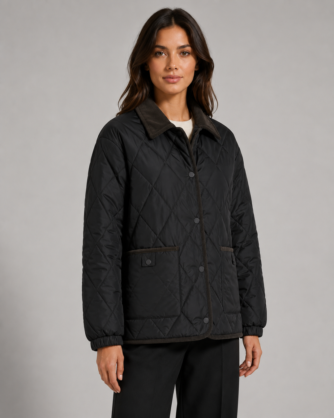Veste Matelassée Col Contrasté