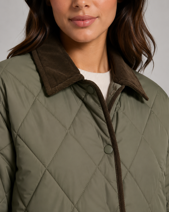 Veste Matelassée Col Contrasté