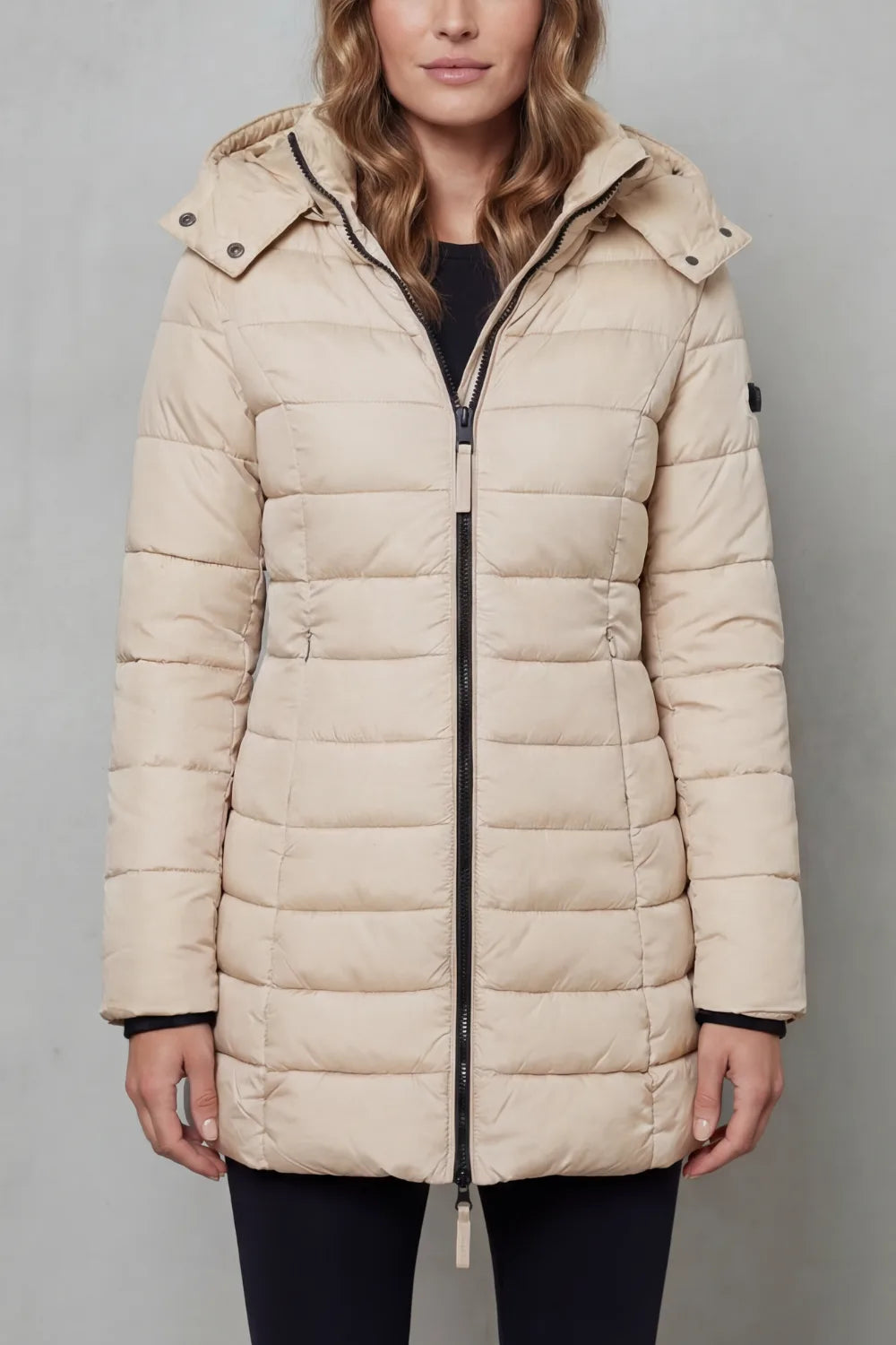 Veste Matelassée Mi-longue à Capuche – Kaki